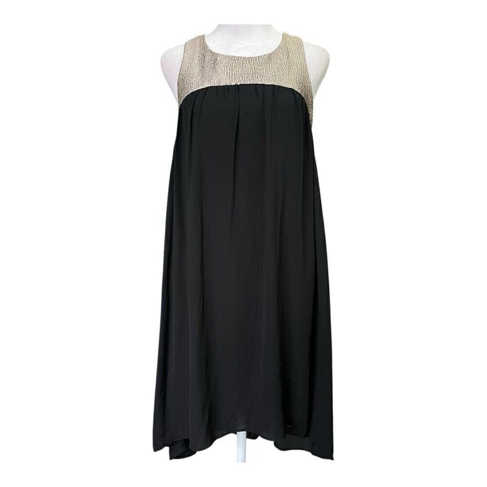 Needle & Thread Black Sleeveless Flowy Hi-low Holiday Party Dress Gold Bodice M